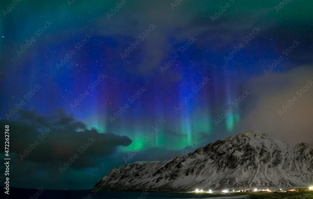 Naklejka premium Northern Lights Sky in Northern Norway