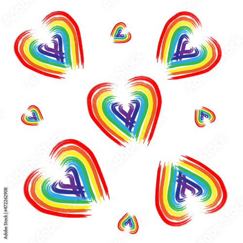 Vector seamless pattern Pride lgbt pixel color heart Valentines Day retro card