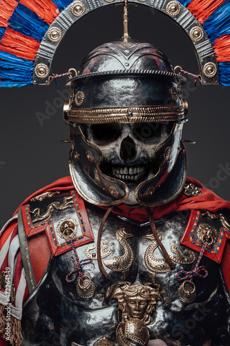 Photos Angry zombie centurion dressed in steel armor and plumed helmet