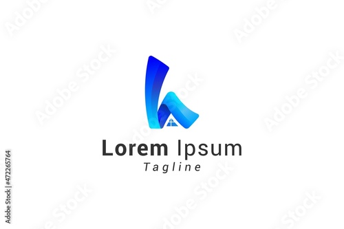Letter h creative 3d blue gradient logo Free Download Letter h creative 3d blue gradient logo - GFXLoad