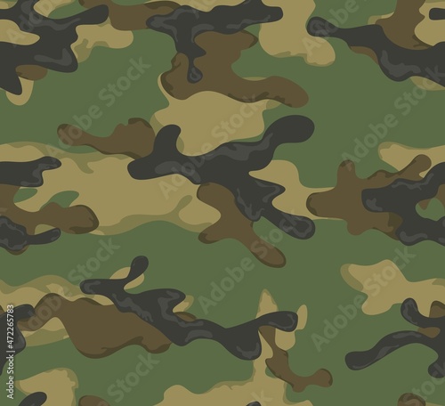 Trendy modern camo pattern, vector texture, forest hunting background. Ornament