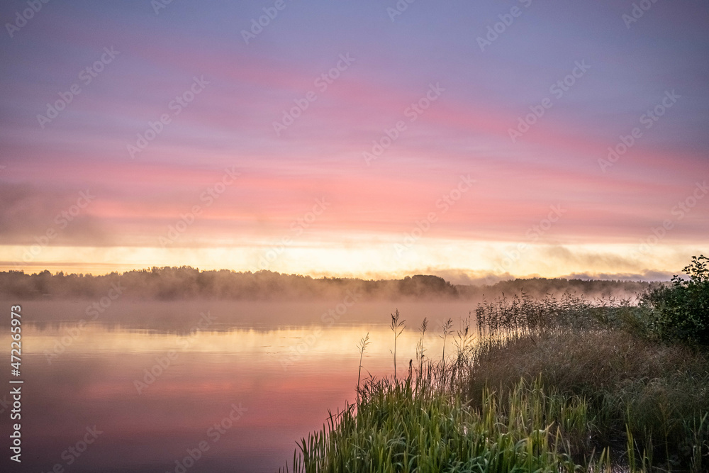beautiful sunrise on the river