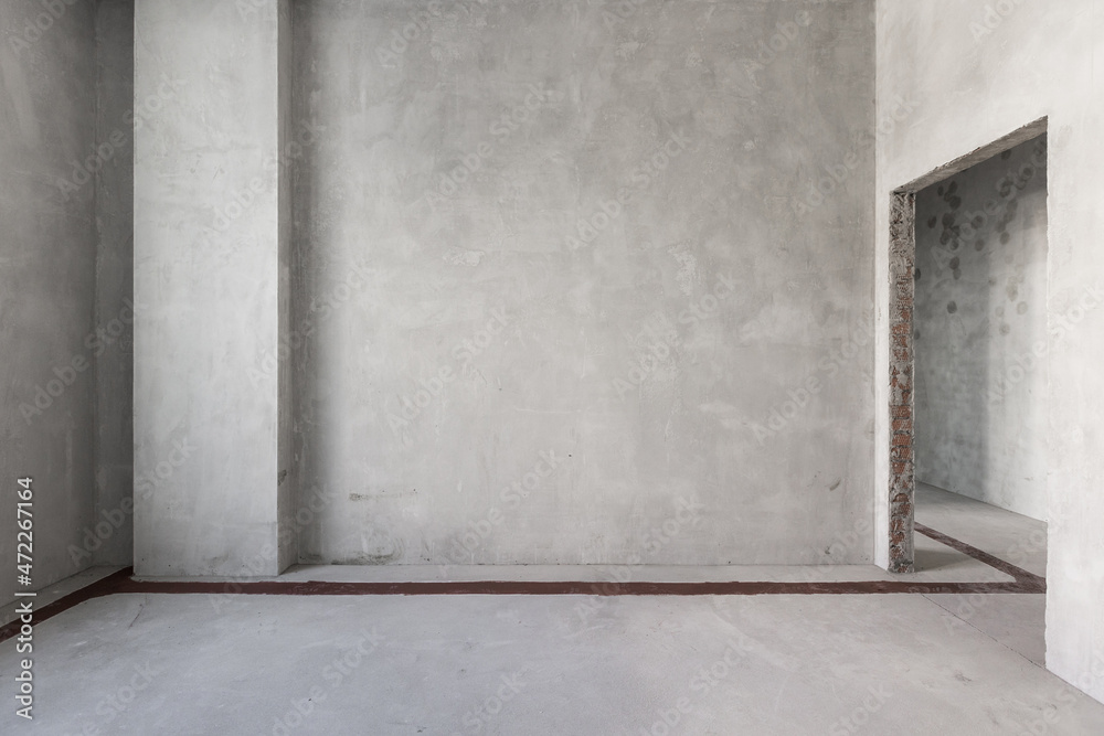 interior of the apartment without decoration in gray colors interior of the apartment without decoration in gray colors
