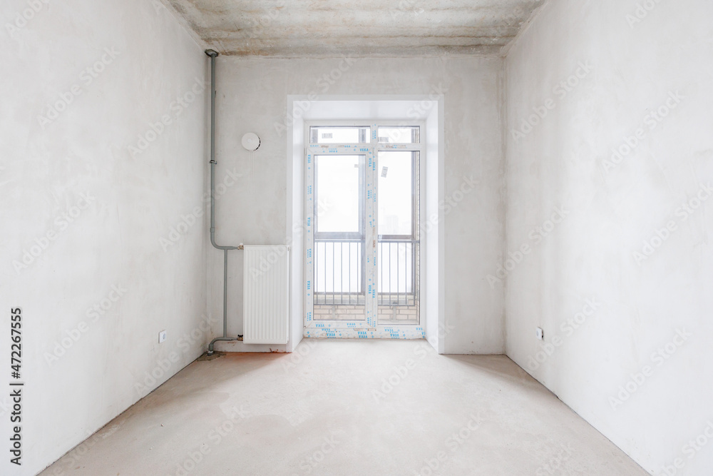 interior of the apartment without decoration in gray colors