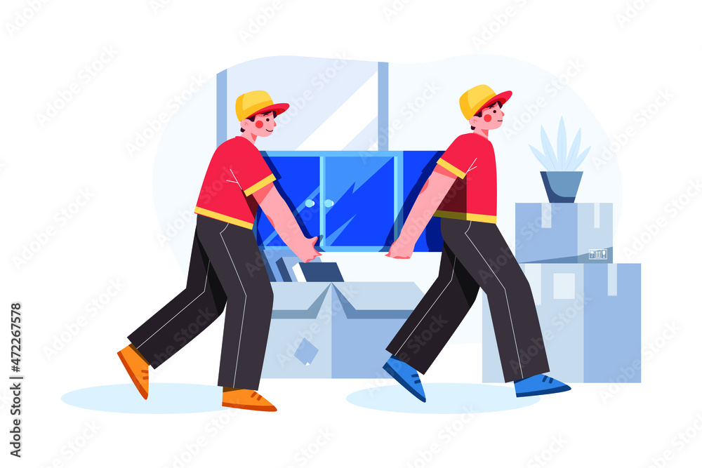 House Relocation Service application Illustration concept. Flat illustration isolated on white background. House Relocation Service application Illustration concept. Flat illustration isolated on white background.