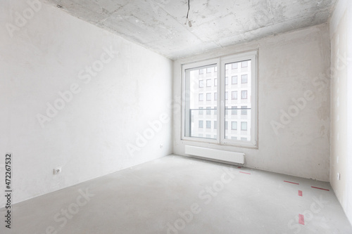 interior of the apartment without decoration in gray colors