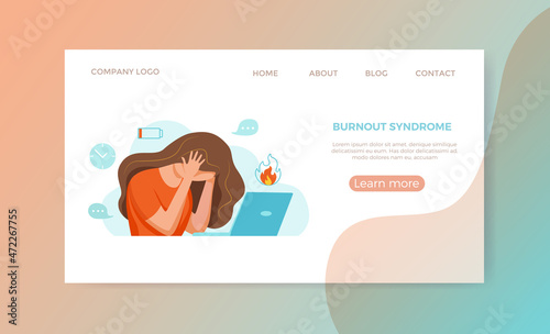 Professional burnout syndrome exhausted woman tired