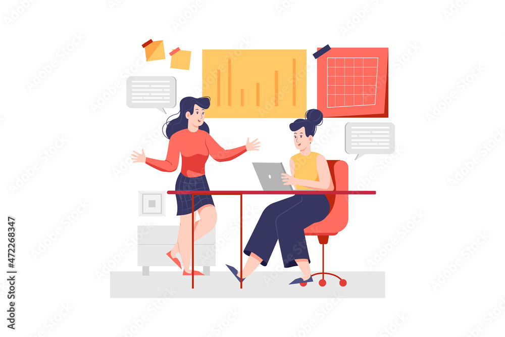 Fototapeta premium Teamwork Illustration concept. Flat illustration isolated on white background.