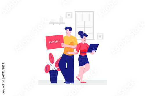 Recruitment Illustration concept. Flat illustration isolated on white background.