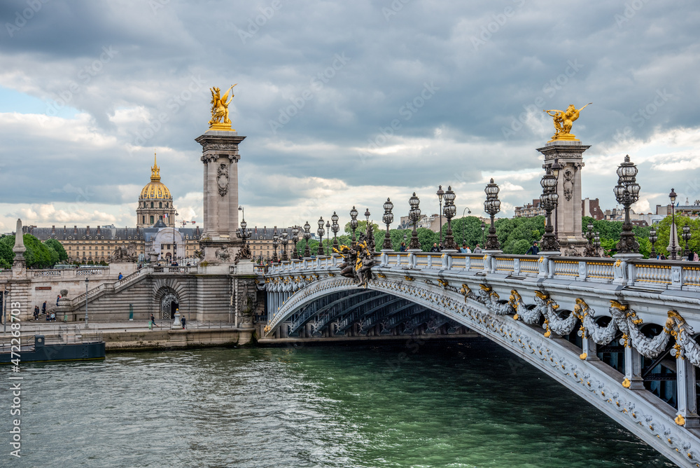 Bridge Alexandre III with view to the Military Museum, Paris