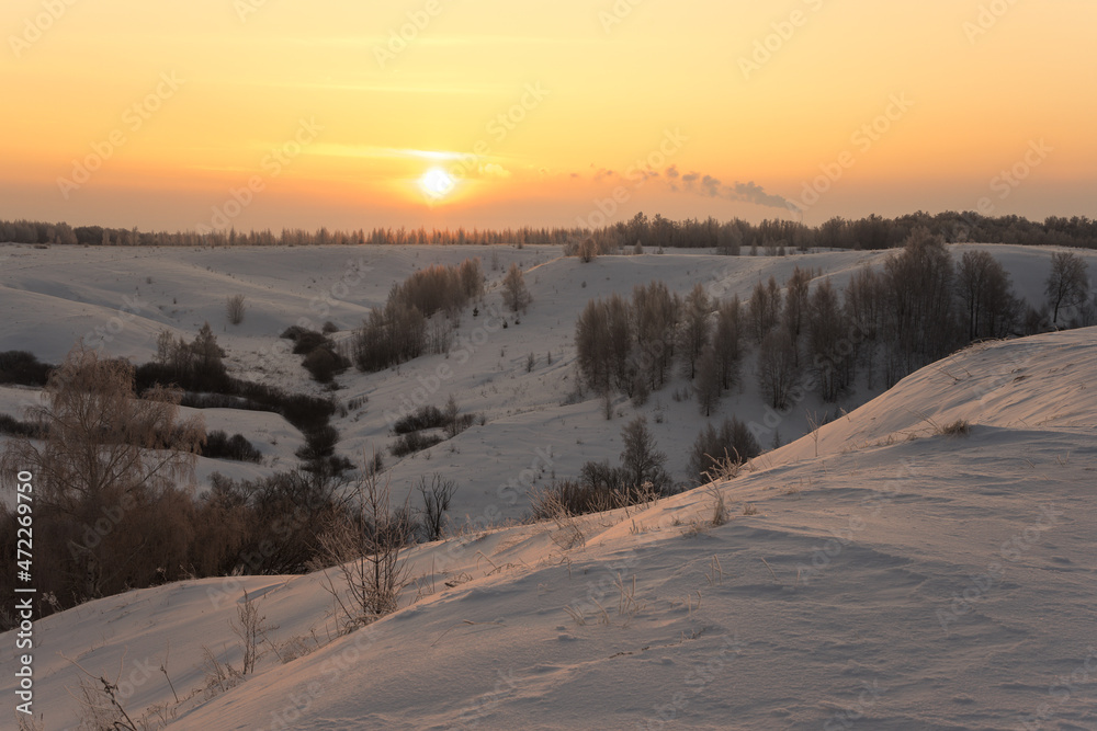 sunrise over the hill