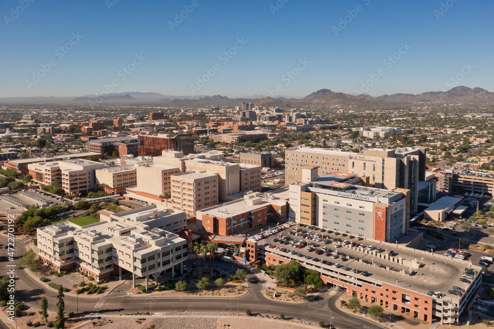 Hospital building in Tucson, aerial