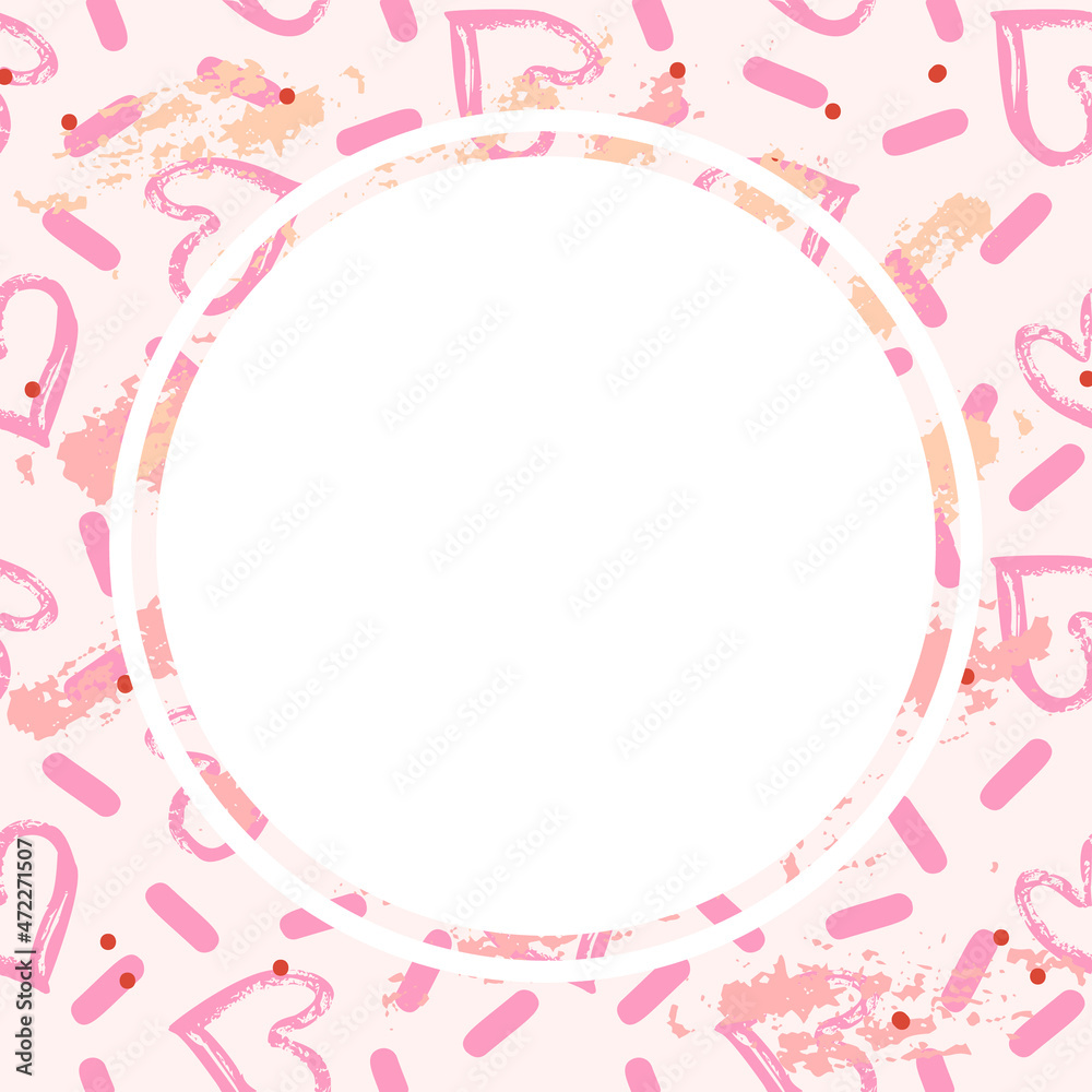 Abstract vector template with memphis shapes in scribble style and white circle in pastel trendy colors as a background for your social media content and banners or flyers. Seamless texture Abstract vector template with memphis shapes in scribble style and white circle in pastel trendy colors as a background for your social media content and banners or flyers. Seamless texture
