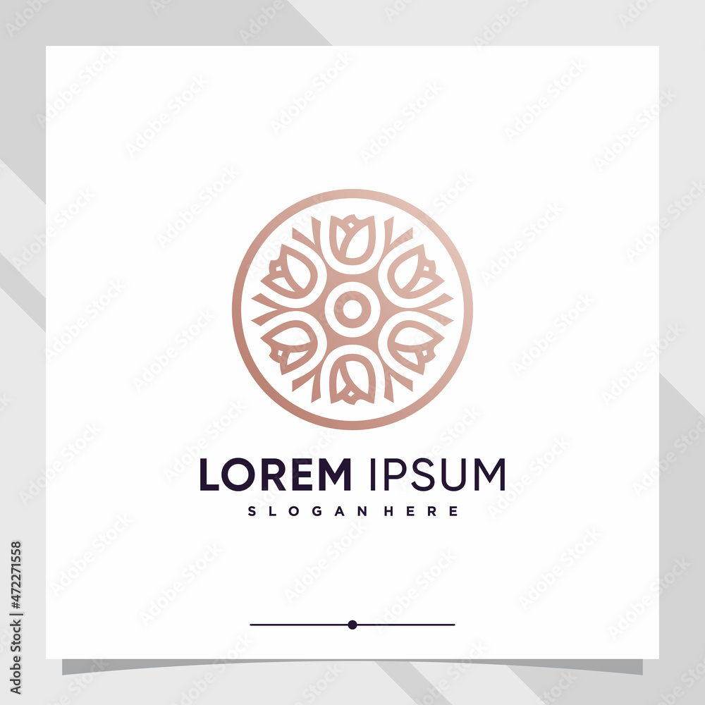 Flower logo design template with line art style Flower logo design template with line art style