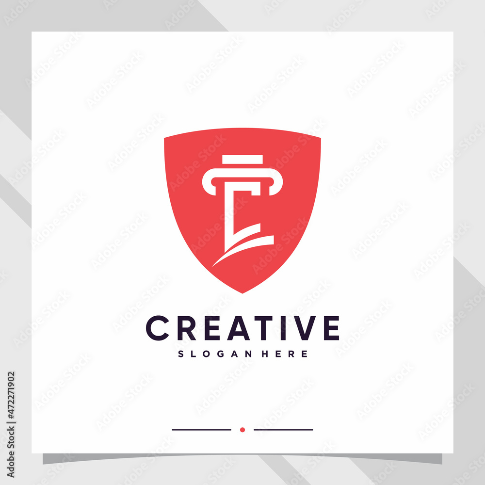 Creative shield combined law logo design initial letter c Creative shield combined law logo design initial letter c