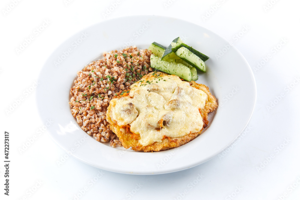 meat with buckwheat and cucumber meat with buckwheat and cucumber