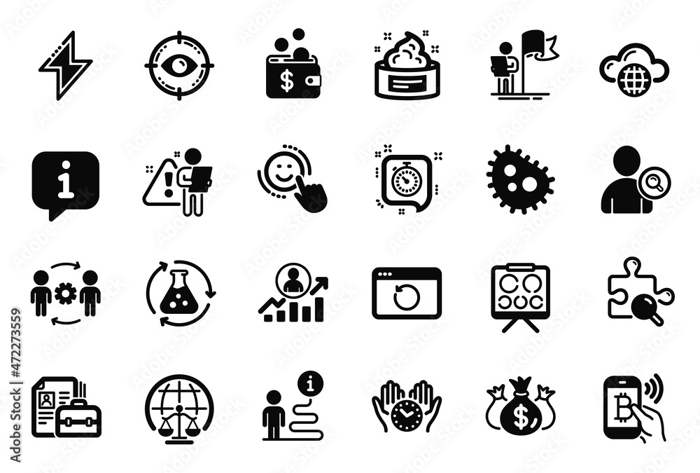 Vector Set of Business icons related to Cloud computing, Find user and Recovery internet icons. Timer, Bacteria and Vision board signs. Smile, Eye target and Engineering team. Leadership. Vector Vector Set of Business icons related to Cloud computing, Find user and Recovery internet icons. Timer, Bacteria and Vision board signs. Smile, Eye target and Engineering team. Leadership. Vector