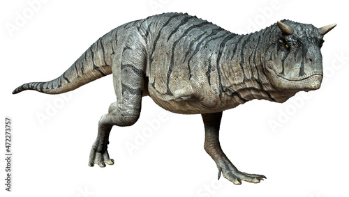 3D Rendering Carnotaurus Sastrei Dinosur on White