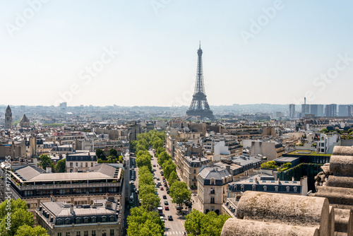 Panoramic View from Arc de Triomphe South to Tour Eiffel, Paris © imagoDens