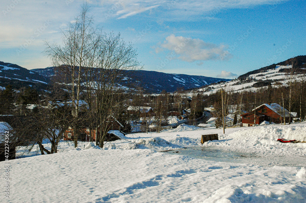 ski resort in the mountains Gausdal, Norway