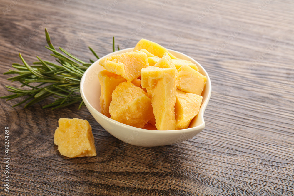 Pieces of delicous parmesan cheese Pieces of delicous parmesan cheese