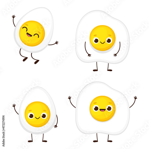 Cute cartoon fried egg charactercters