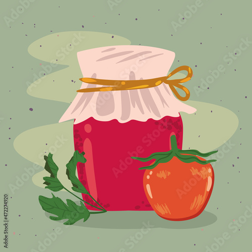 jelly jar and tomato