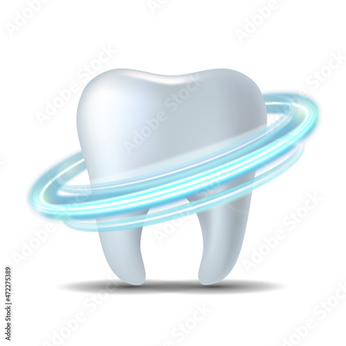 Protective vortex around tooth. Whitening of human tooth.