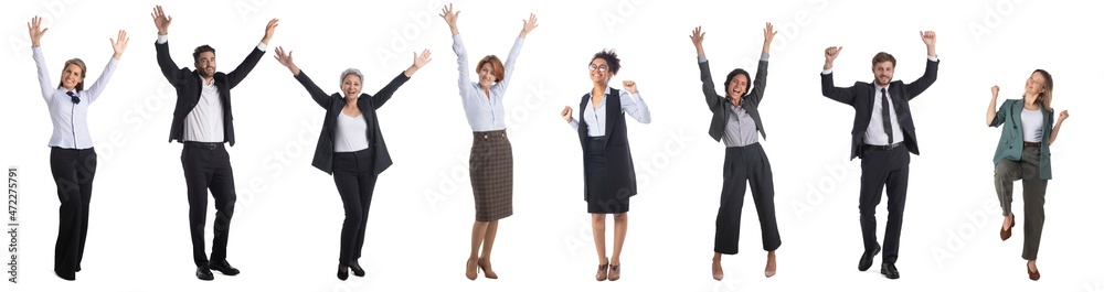 Business people with arms raised Business people with arms raised