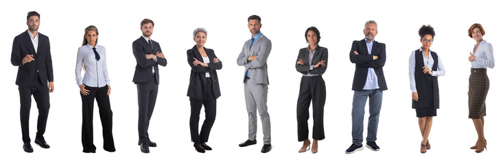 Business people set on white