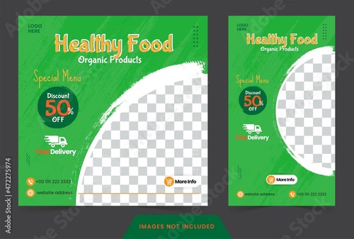 social media Post Healthy Food Fresh vegetable for social media post banner or flyer promotion template
