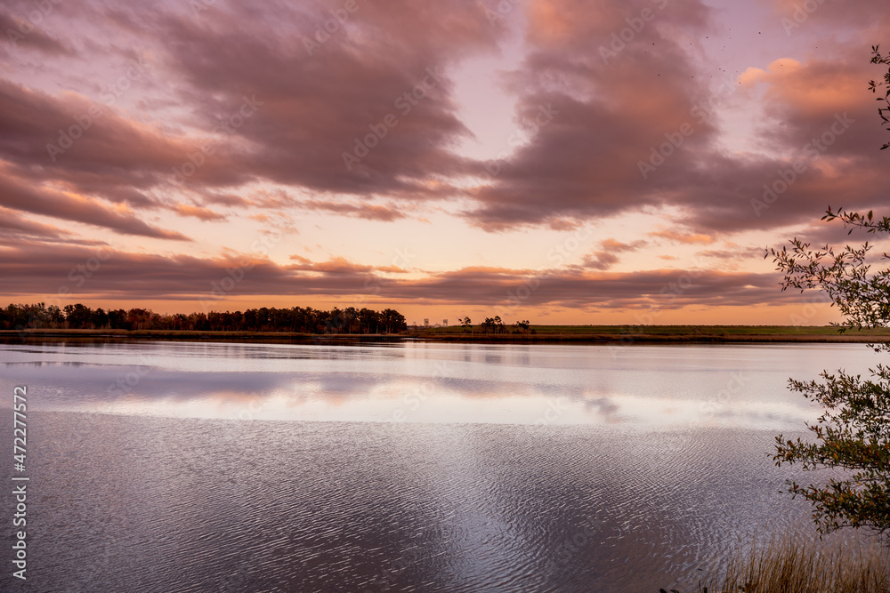 sunset over the river