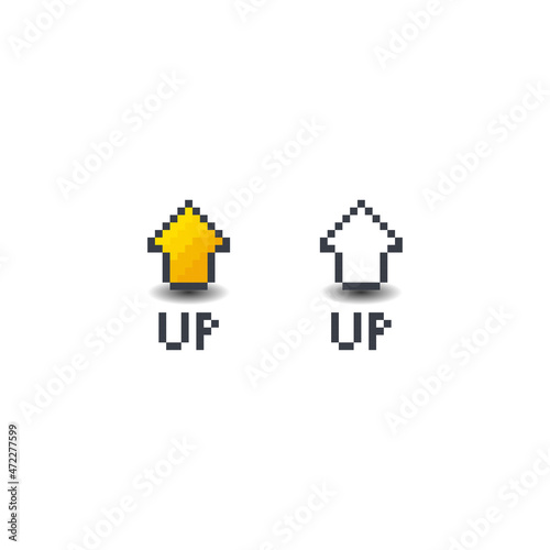 Pixel art 8-bit upload, download and loading with bar progress isolated on white background vector illustration