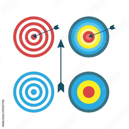 Set of targets in a flat style. Vector image for web design on a white background.