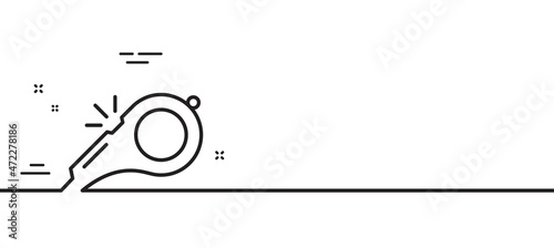 Whistle line icon. Kick-off sign. Referee tool symbol. Minimal line illustration background. Whistle line icon pattern banner. White web template concept. Vector