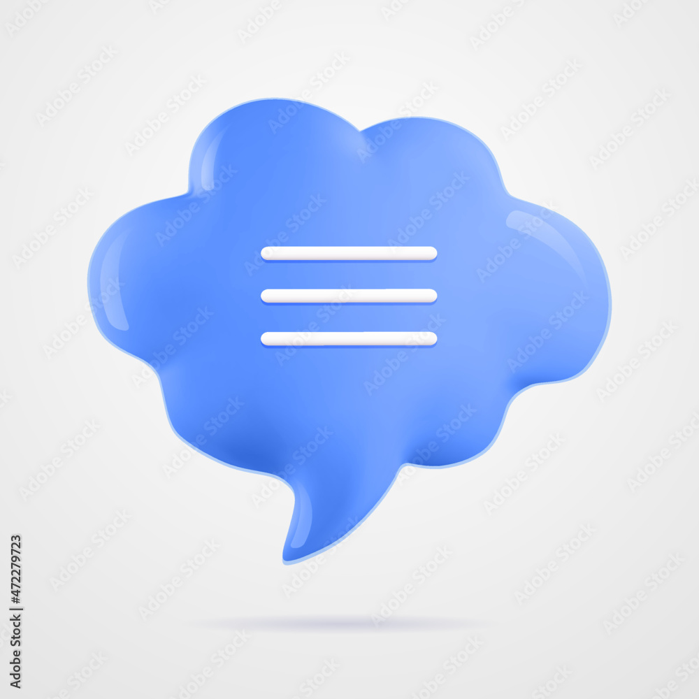 3d vector talking cloud, 3d Chat bubble. Glossy speech bubble high-quality vector. Shiny cloud foam vector illustration.
3d vector talking cloud, 3d Chat bubble. Glossy speech bubble high-quality vector. Shiny cloud foam vector illustration.