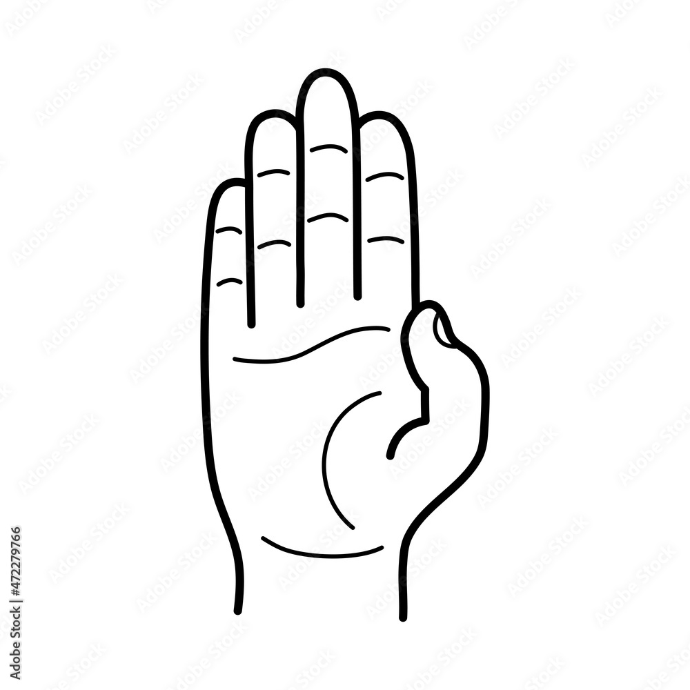 Hand gesture shows stop. Sketch vector illustration. Hand gesture shows stop. Sketch vector illustration.