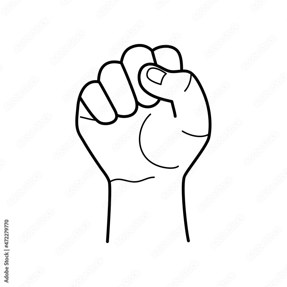 Hand gesture. Clenched fist raised up or fist. Sketch vector illustration. Hand gesture. Clenched fist raised up or fist. Sketch vector illustration.