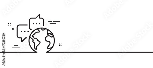 Wallpaper Mural Global business line icon. World communication sign. Internet marketing symbol. Minimal line illustration background. World communication line icon pattern banner. White web template concept. Vector Torontodigital.ca