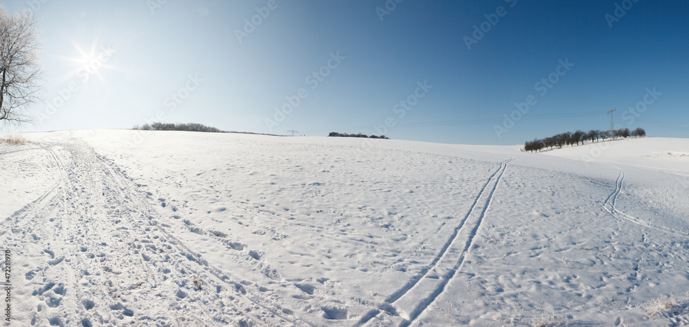 snow field at sunny day