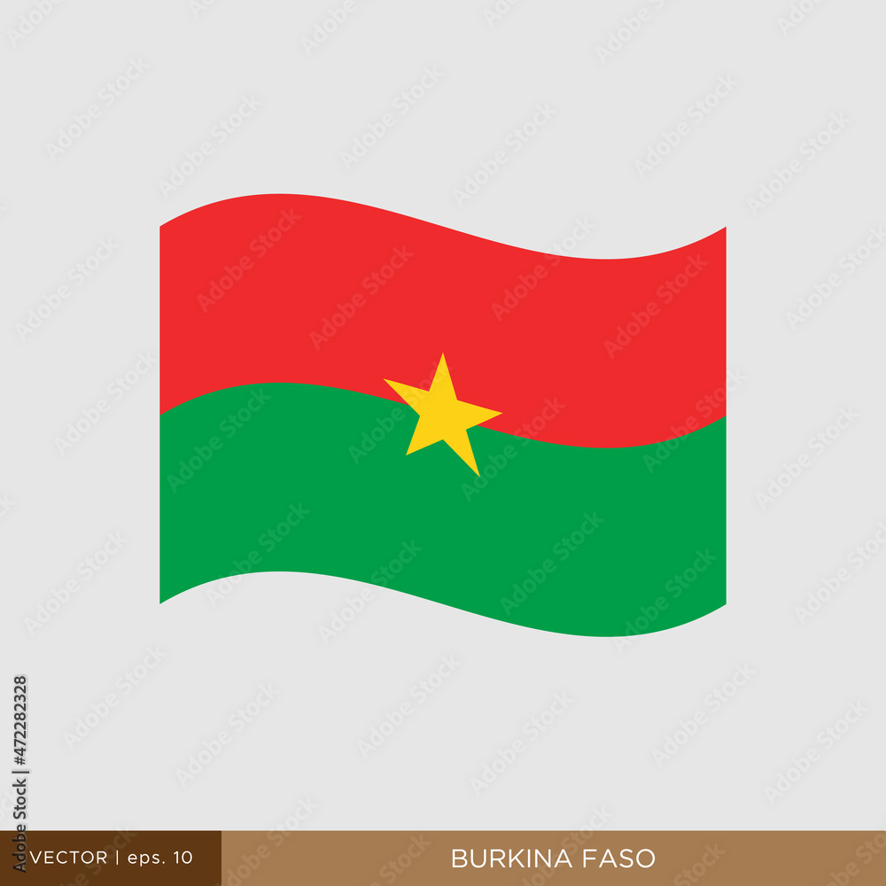Waving flag of Burkina Faso vector illustration design template.