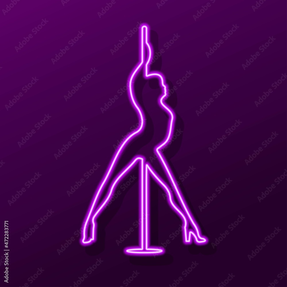 stripper neon sign, modern glowing banner design, colorful modern