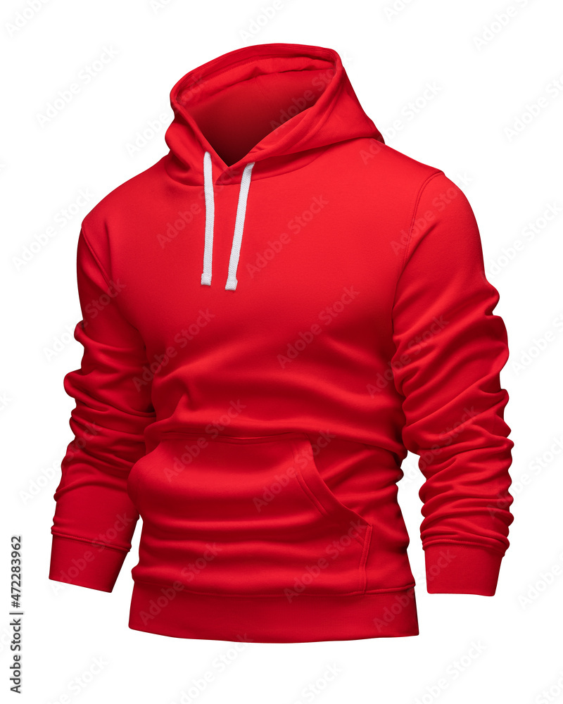 Red hoodie template. Hoodie sweatshirt long sleeve with clipping path Red hoodie template. Hoodie sweatshirt long sleeve with clipping path