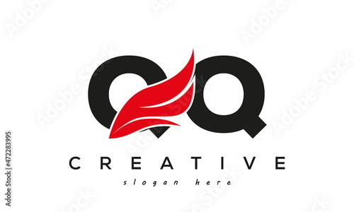 QQ creative letters logo with a cut