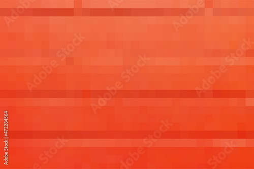 Background of orange squares connected horizontally. Geometric texture of carrot color. Horizontal pattern of square orange pixels, space for your design or text photo