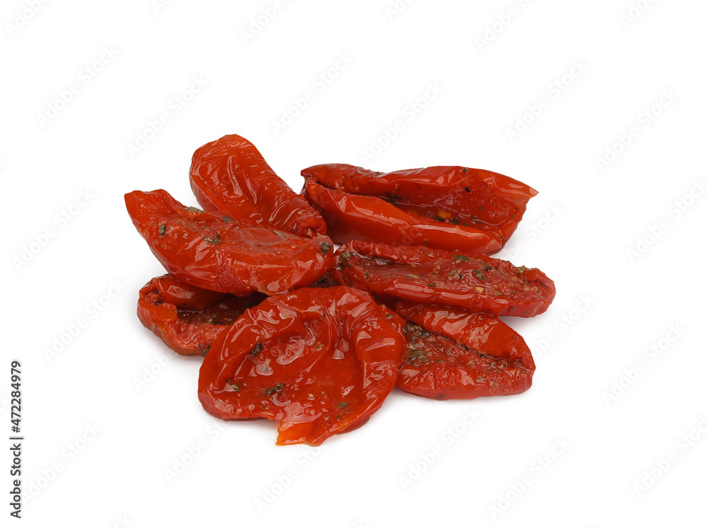 Sun dried tomatoes isolated on white background Sun dried tomatoes isolated on white background