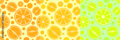 Collection of fruit seamless patterns. Vector citrus set