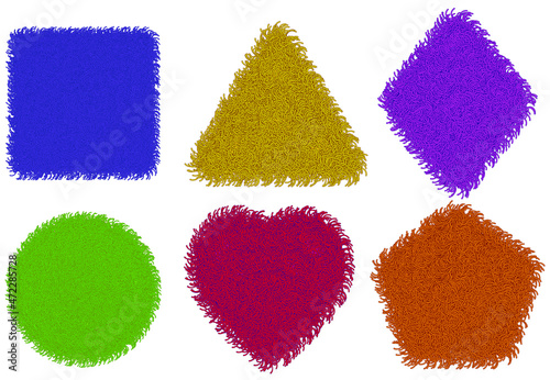 3d geometric shapes of a heart, a polygon made of Christmas tinsel, look festive and bright