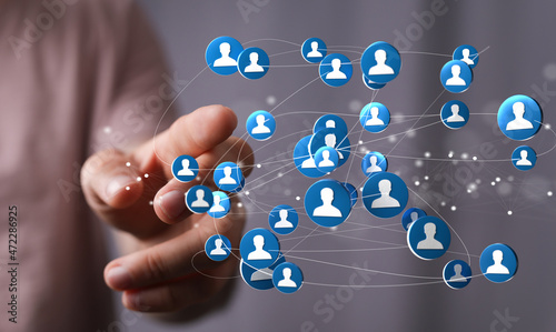 Wallpaper Mural Businessman using data network with his fingers Torontodigital.ca