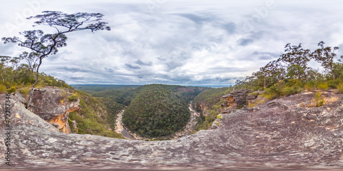 Spherical panoramic photograph of Glenbrook Creek in the Blue Mountains in Australia